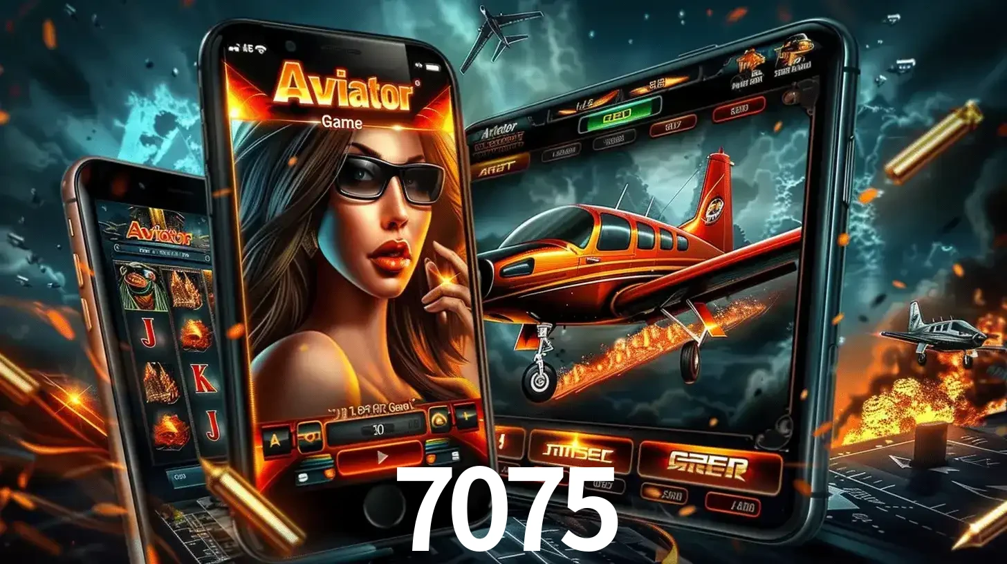 O popular jogo de apostas Aviator exibido em vários celulares e tablets, mostrando a interface emocionante e a ação de voo disponíveis para jogar agora no 7075.